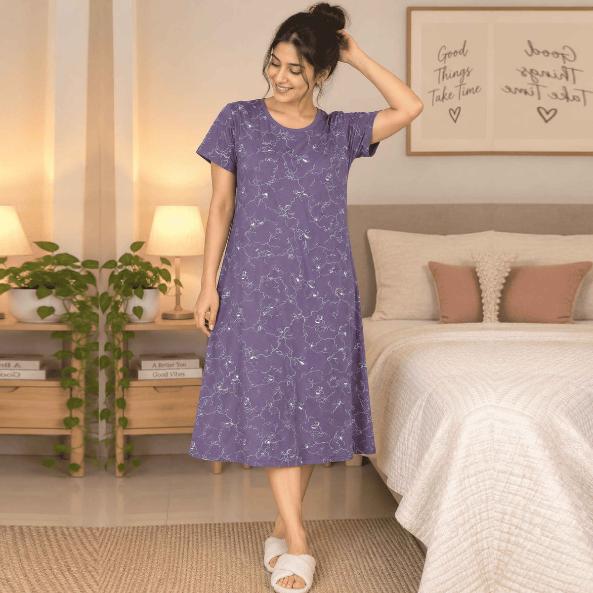 Pure Cotton Abstract Print Midi| Onion